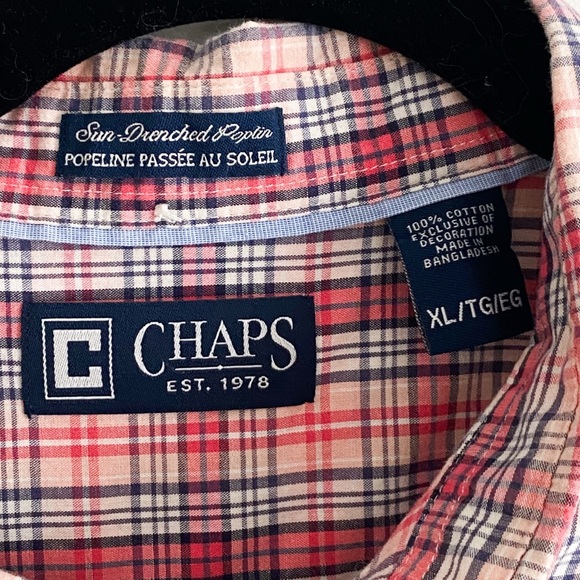 Chaps Sun Drenched Poplin Men’s 100% Cotton Button Down Shirt, Size XL - Picture 4 of 6